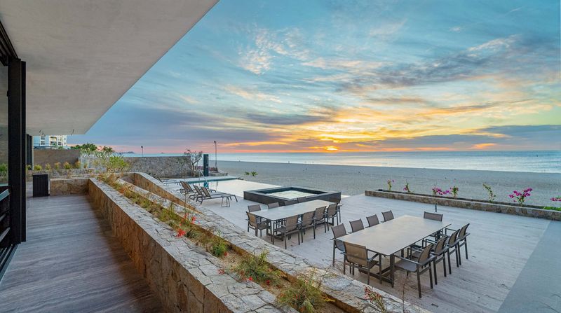 Pool deck at sunrise