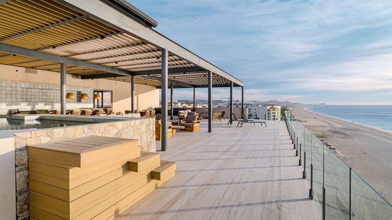 Rooftop terrace and beach