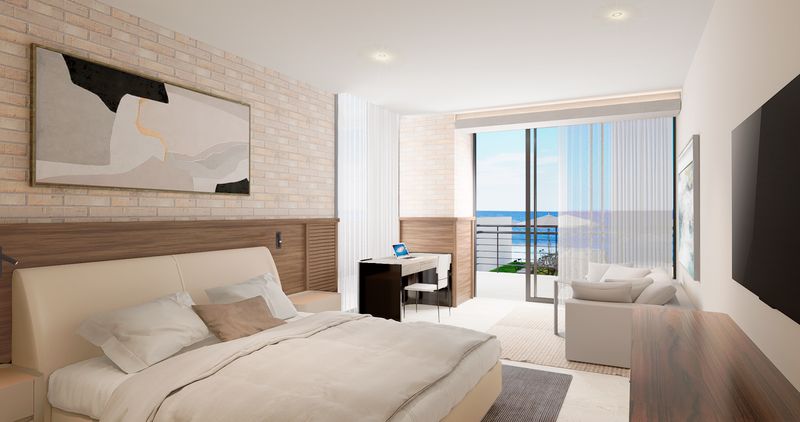 Primary bedroom, furnished rendering